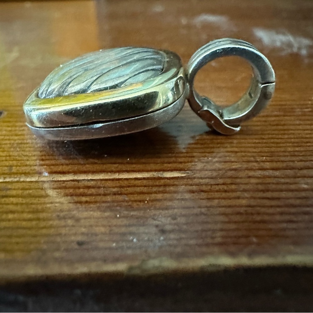 David Yurman 18K Gold & Sterling Silver Sculpted Cable Square Locket Pendant - Picture 10 of 15